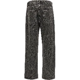 Gray Cotton Straight-Leg Jeans