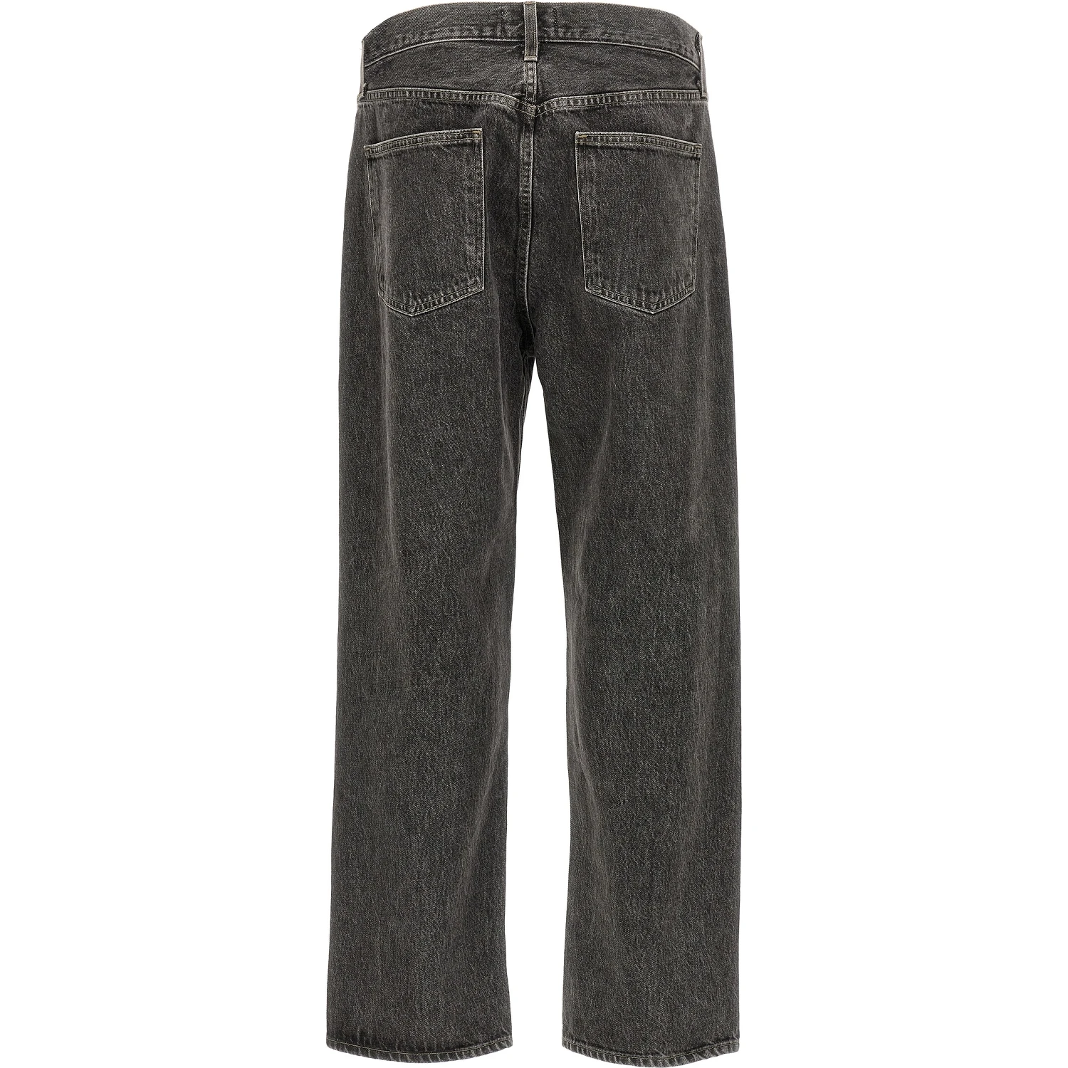 Gray Cotton Straight-Leg Jeans