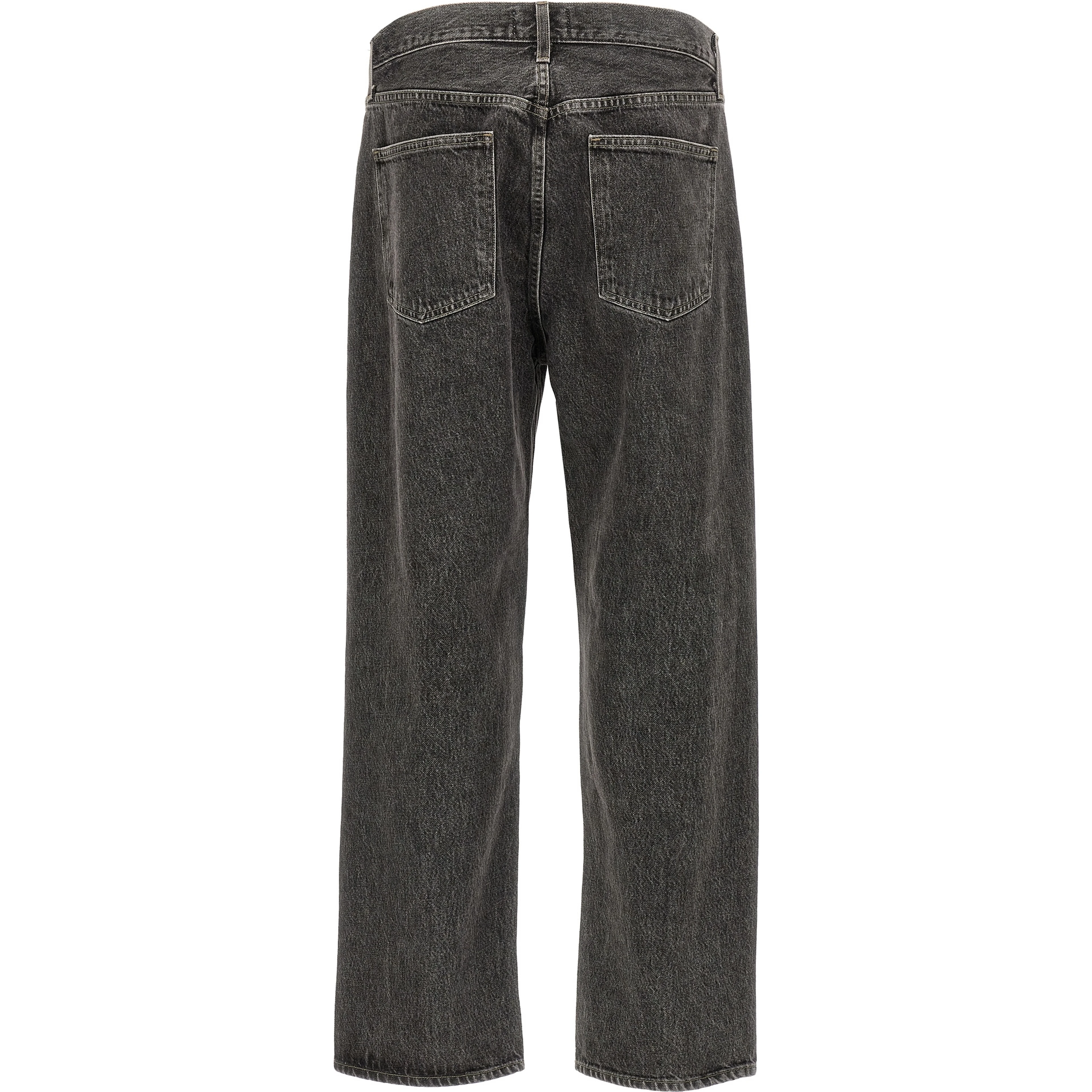 Gray Cotton Straight-Leg Jeans
