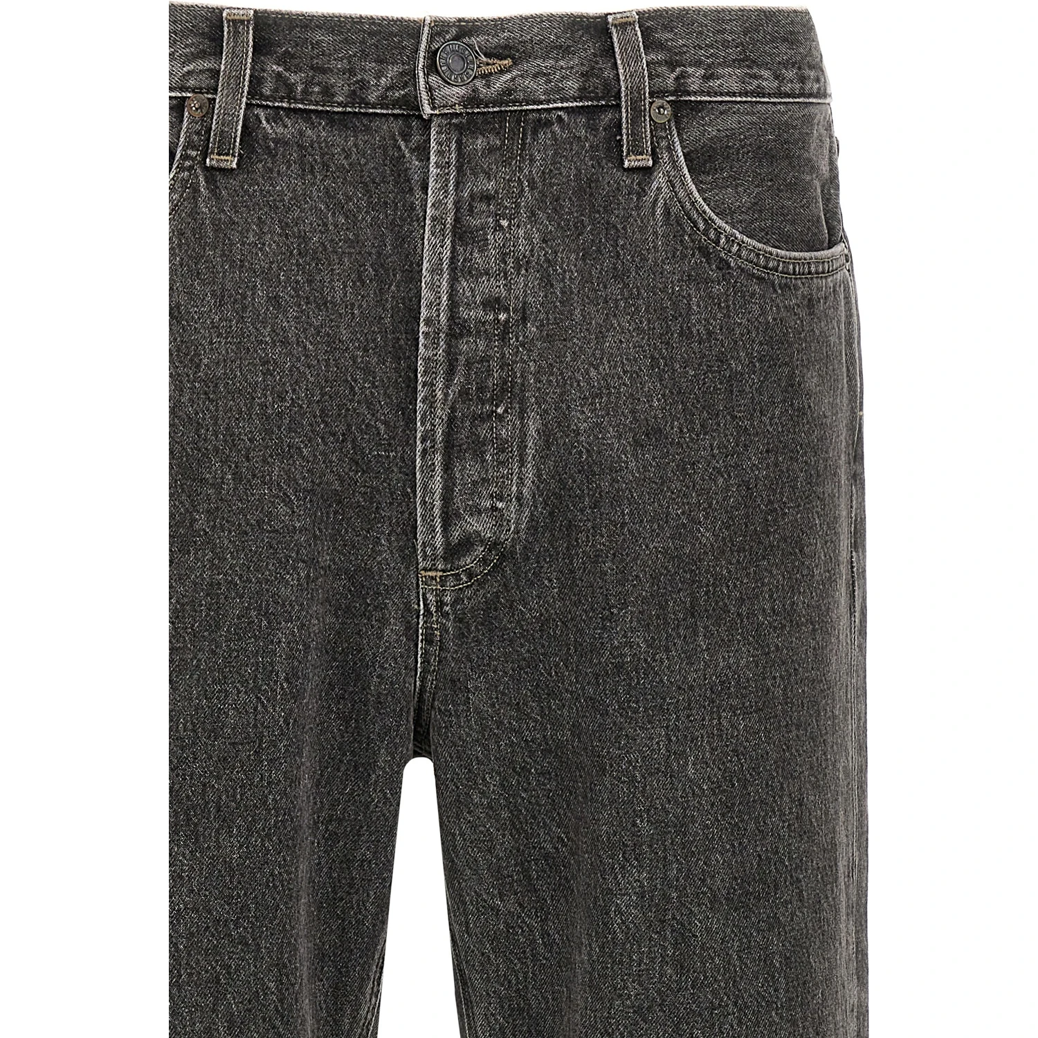 Gray Cotton Straight-Leg Jeans