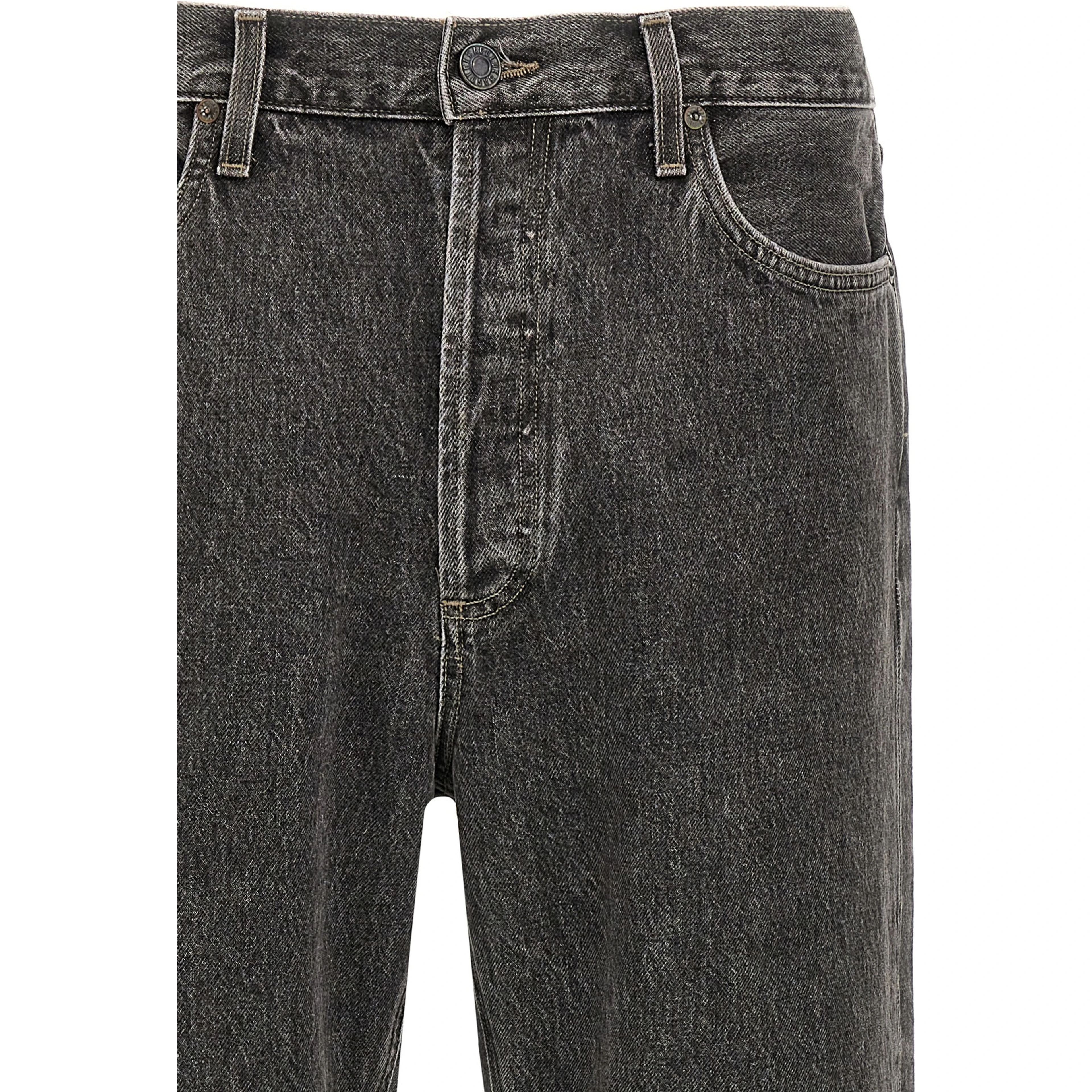 Gray Cotton Straight-Leg Jeans