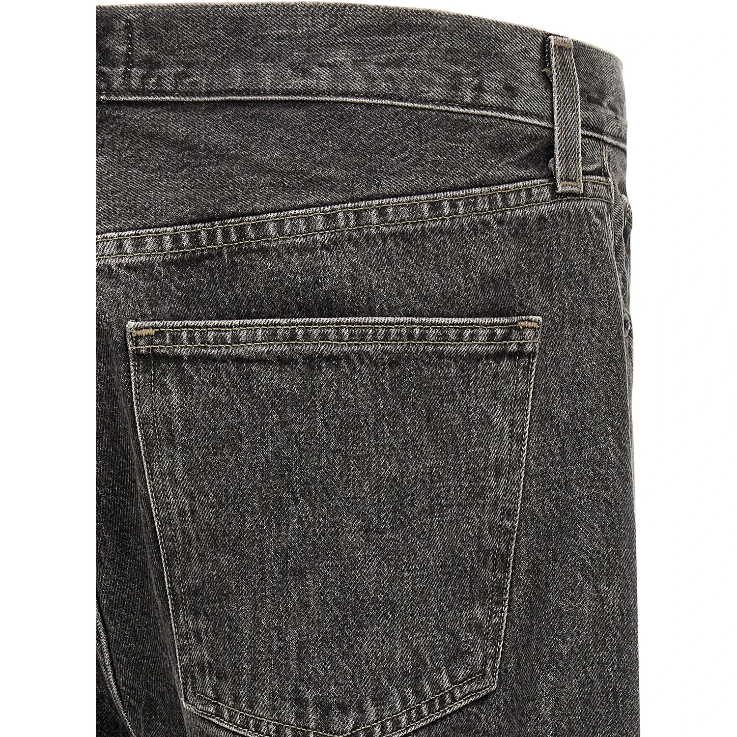 Gray Cotton Straight-Leg Jeans