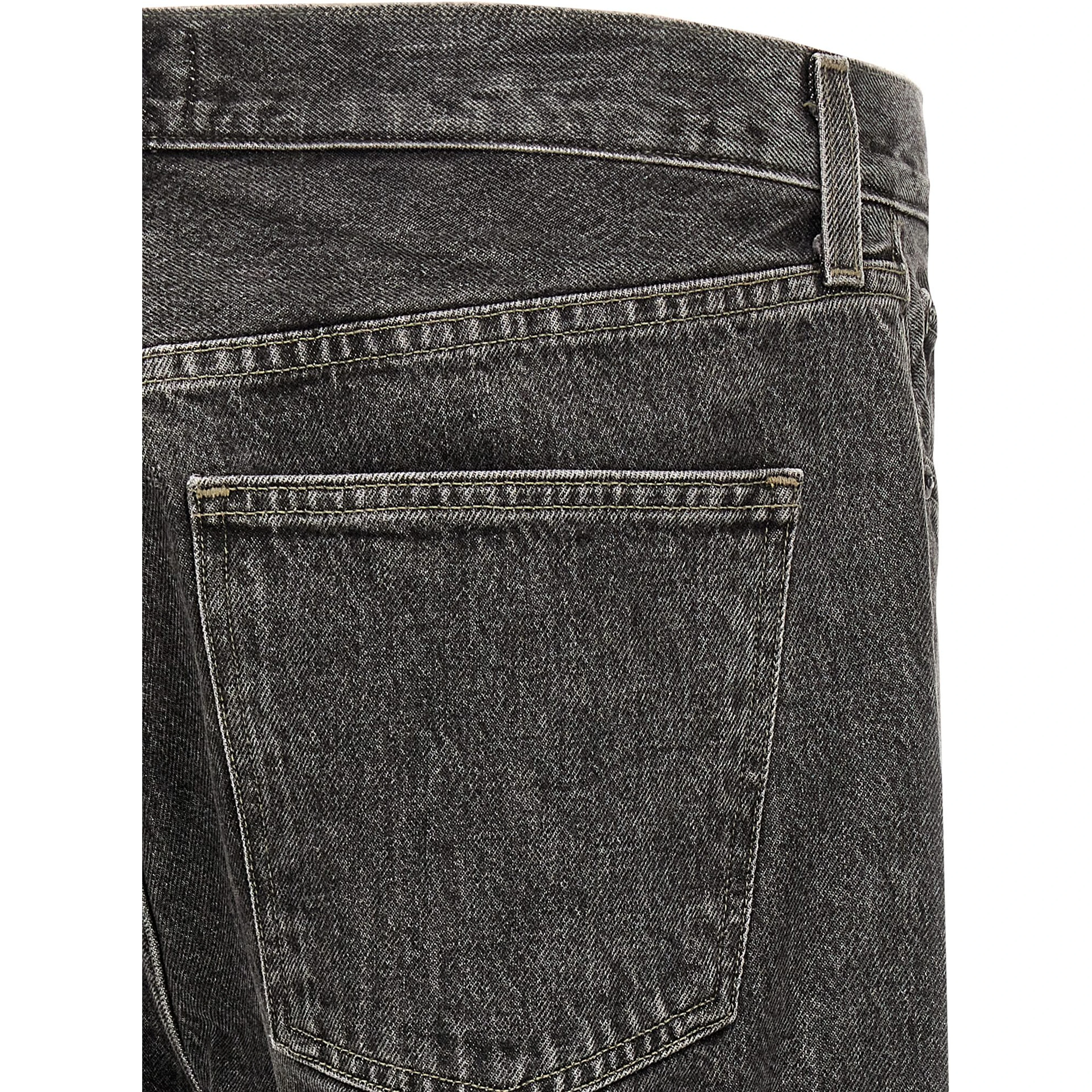 Gray Cotton Straight-Leg Jeans