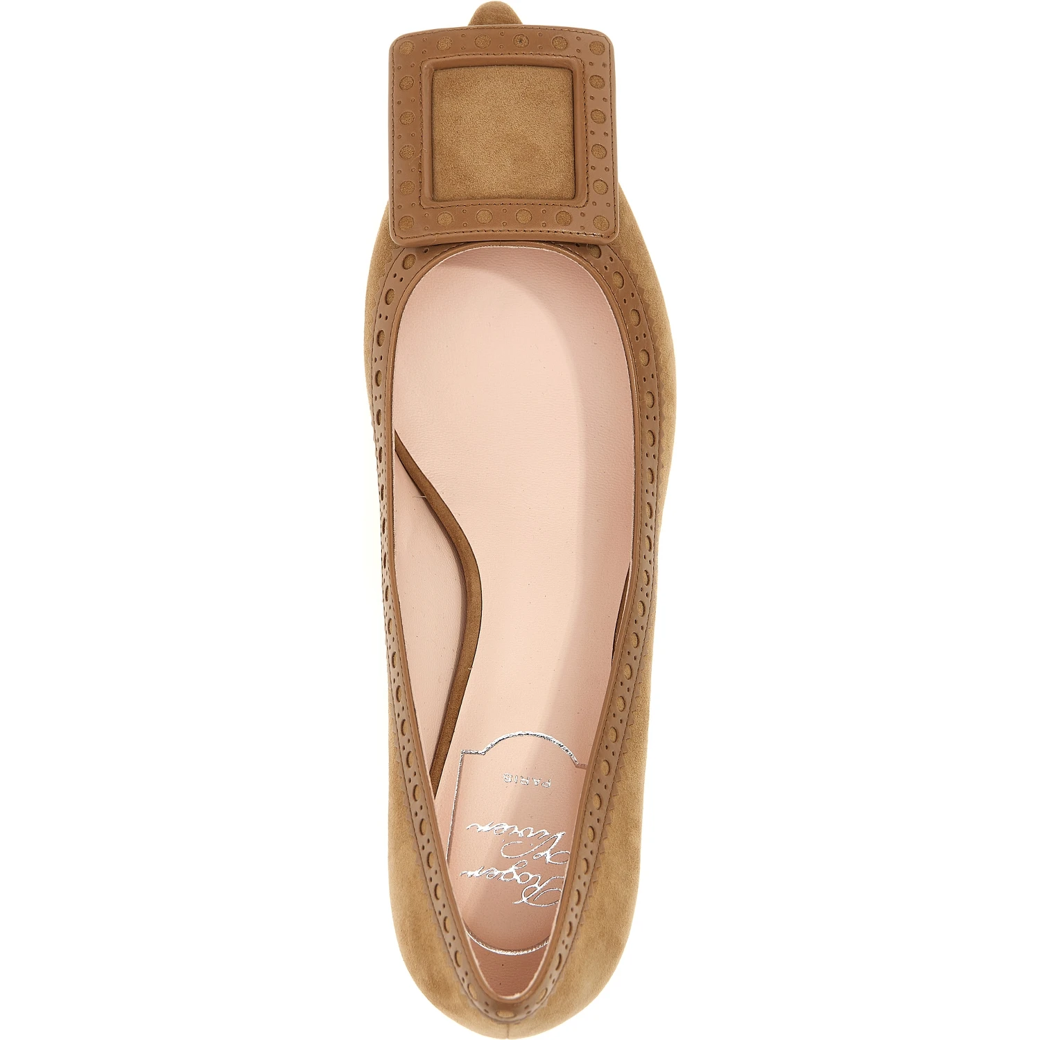 Beige Goatskin Mid Heel Pumps