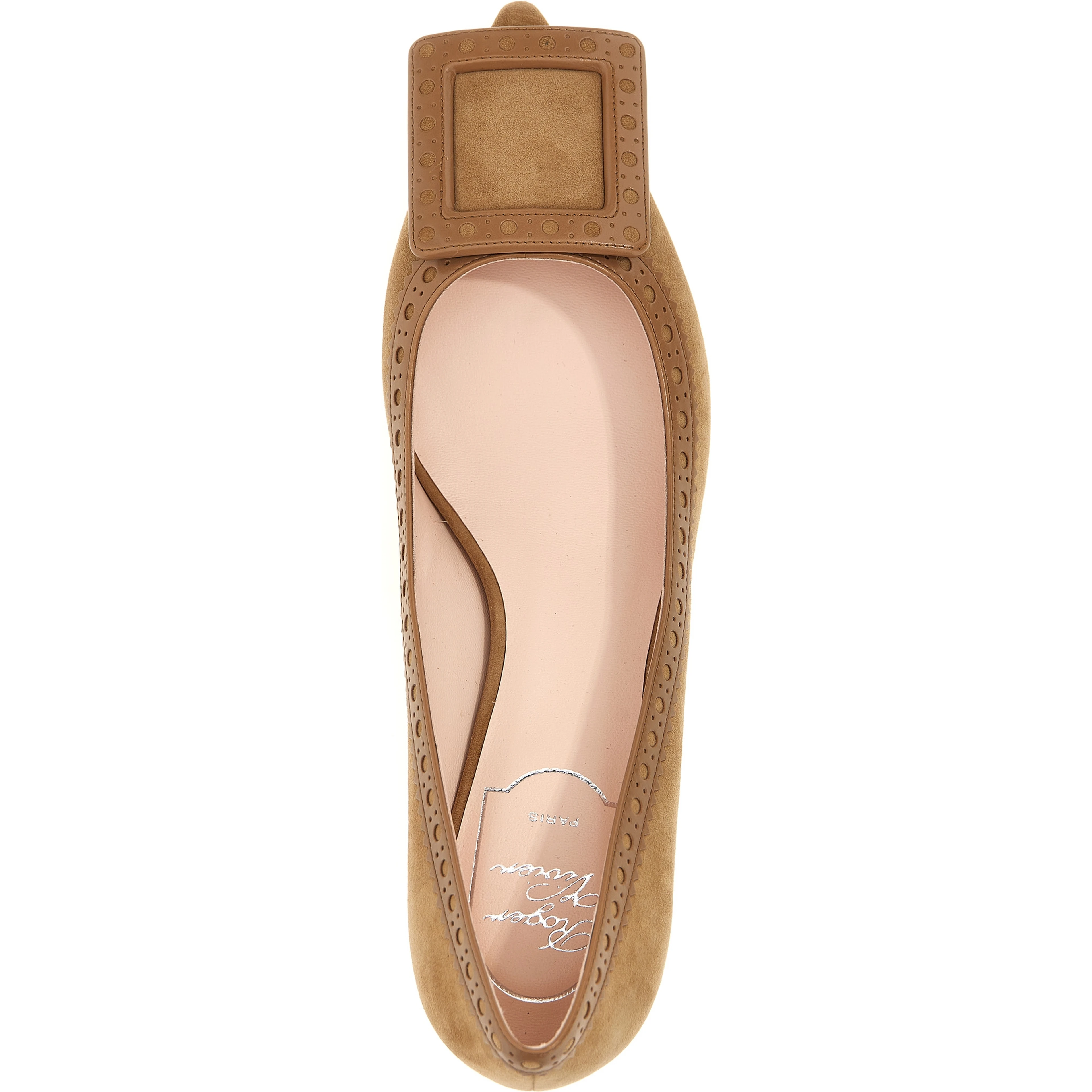 Beige Goatskin Mid Heel Pumps