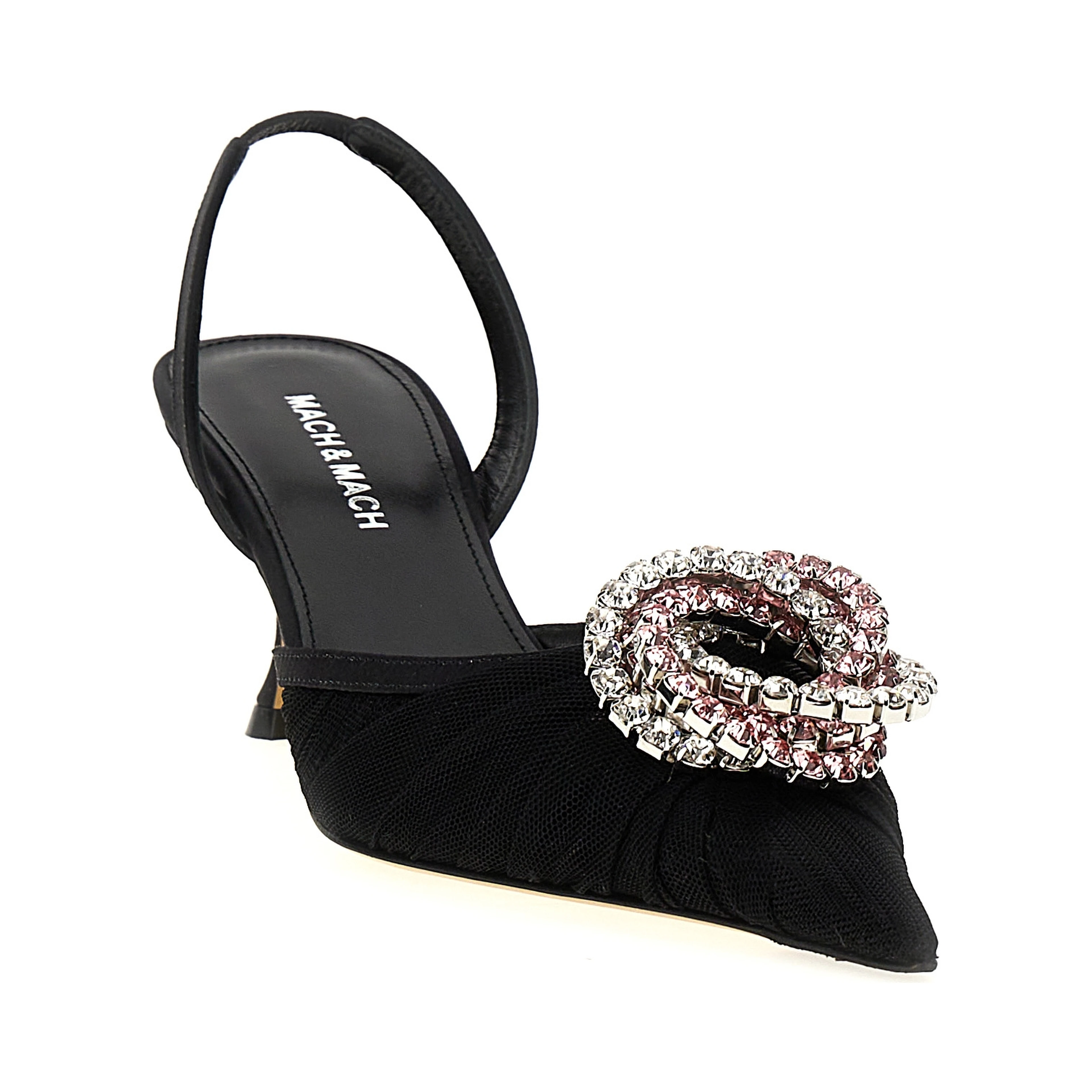 Black Polyamide Mid Heel Pumps