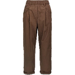 Brown Cotton Casual Pants