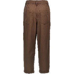 Brown Cotton Casual Pants