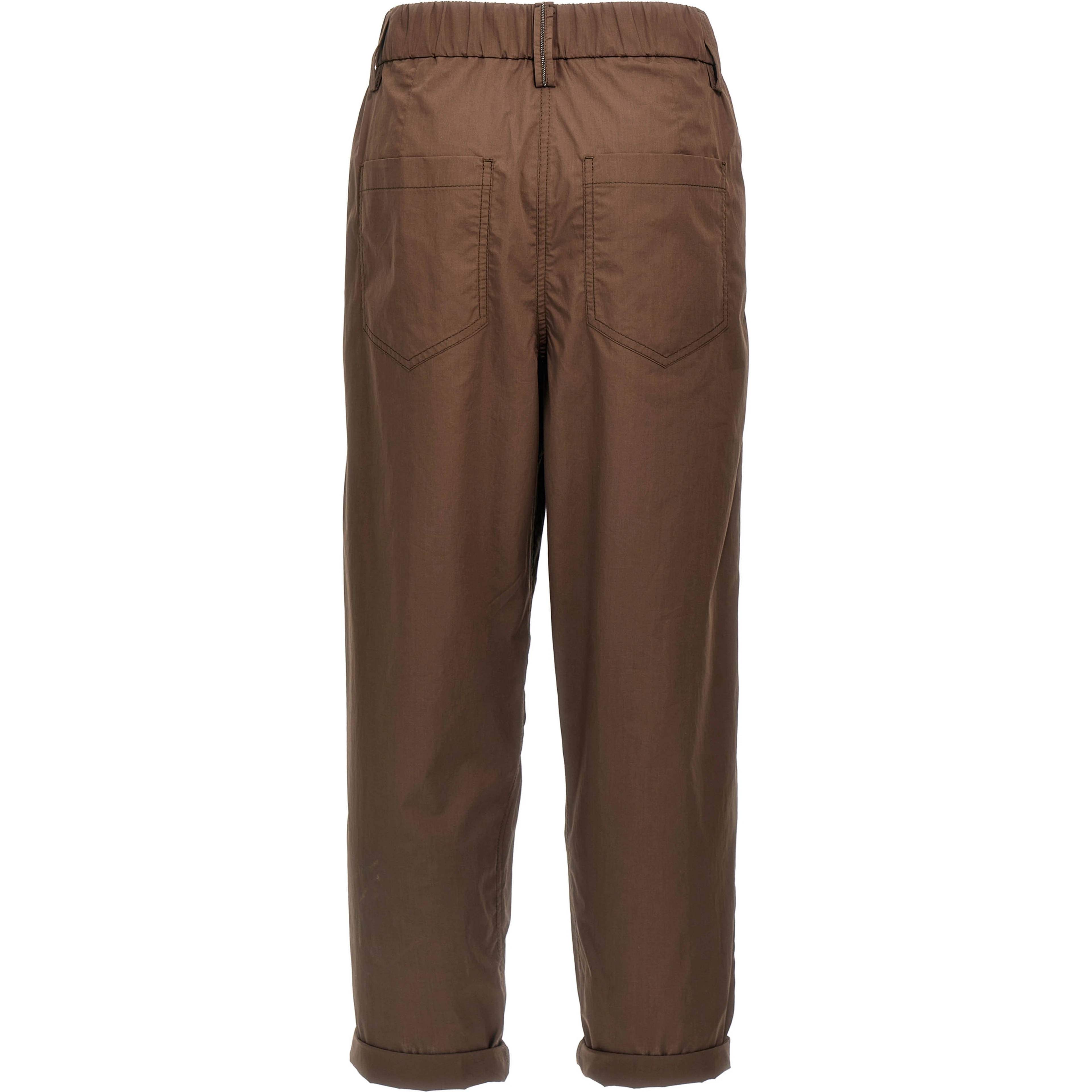 Brown Cotton Casual Pants