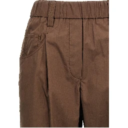 Brown Cotton Casual Pants