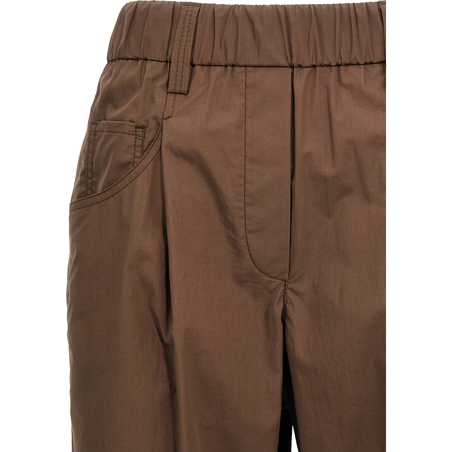 Brown Cotton Casual Pants