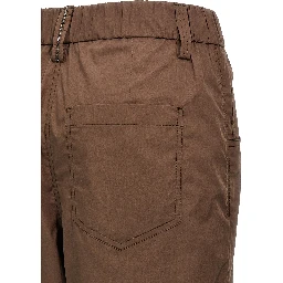 Brown Cotton Casual Pants