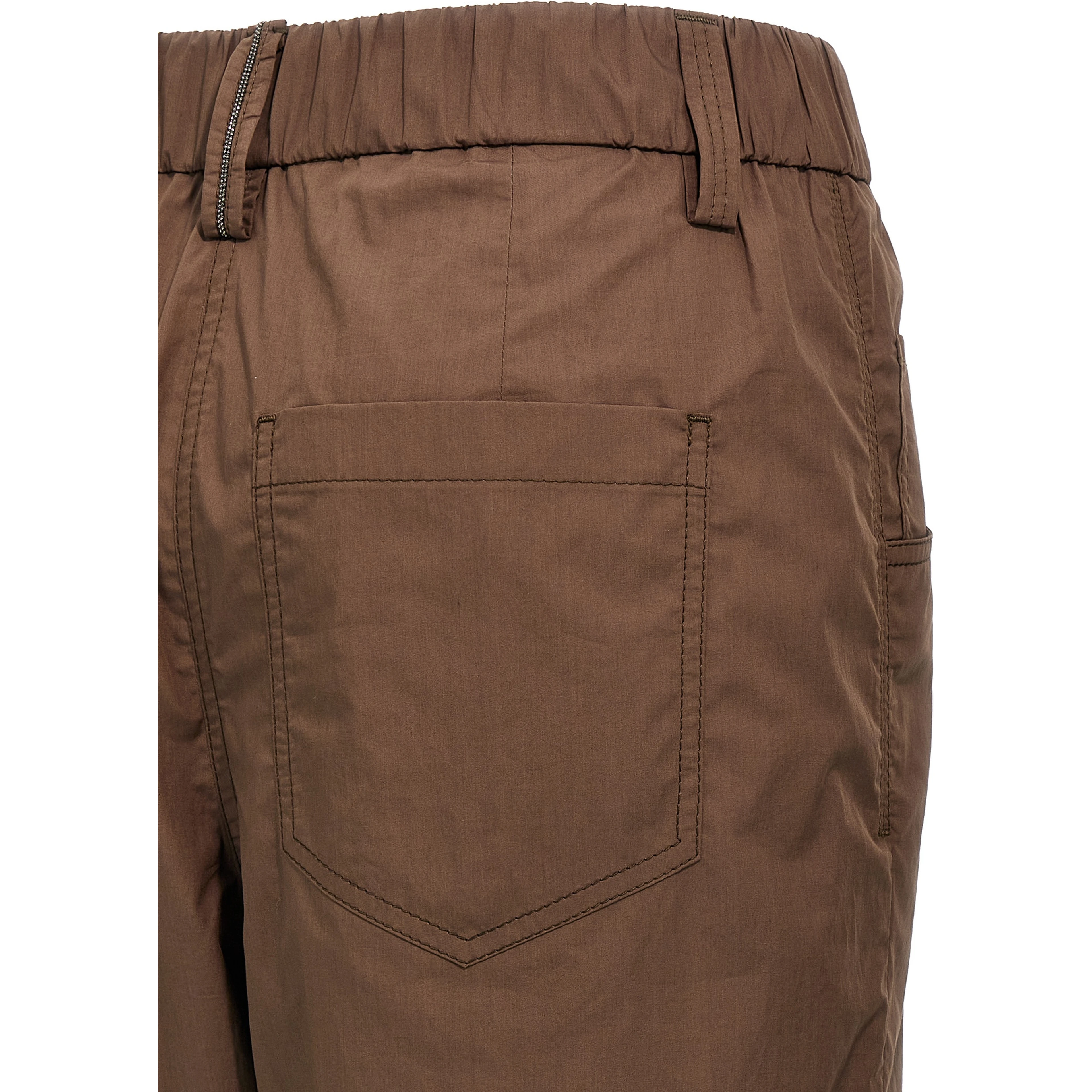 Brown Cotton Casual Pants