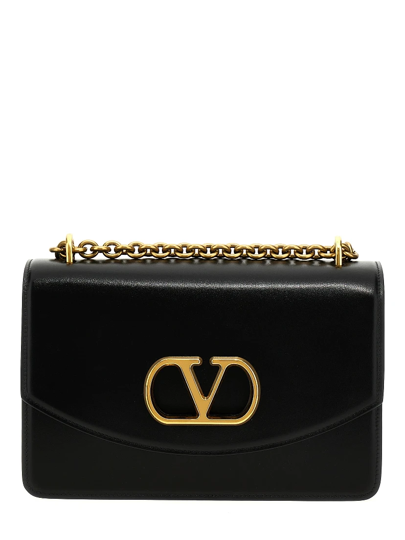 Black Calfskin Shoulder Bag