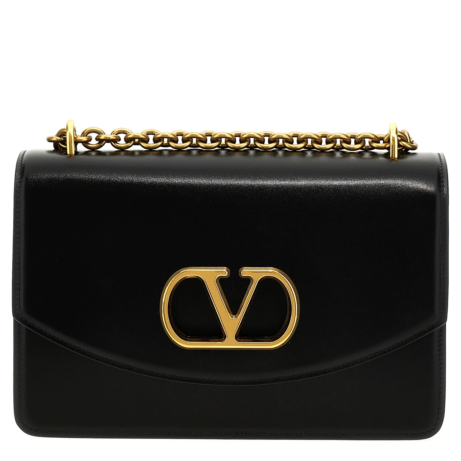 Black Calfskin Shoulder Bag
