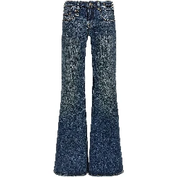 Blue Cotton Flared Jeans