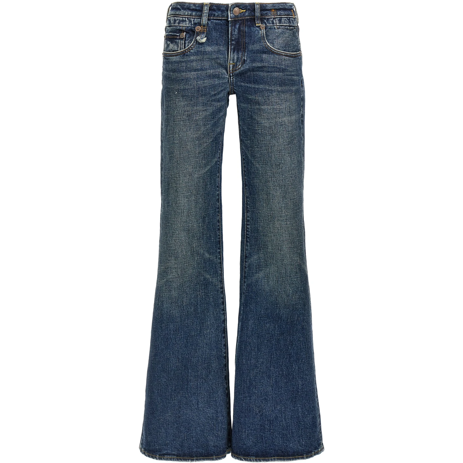 Blue Cotton Flared Jeans