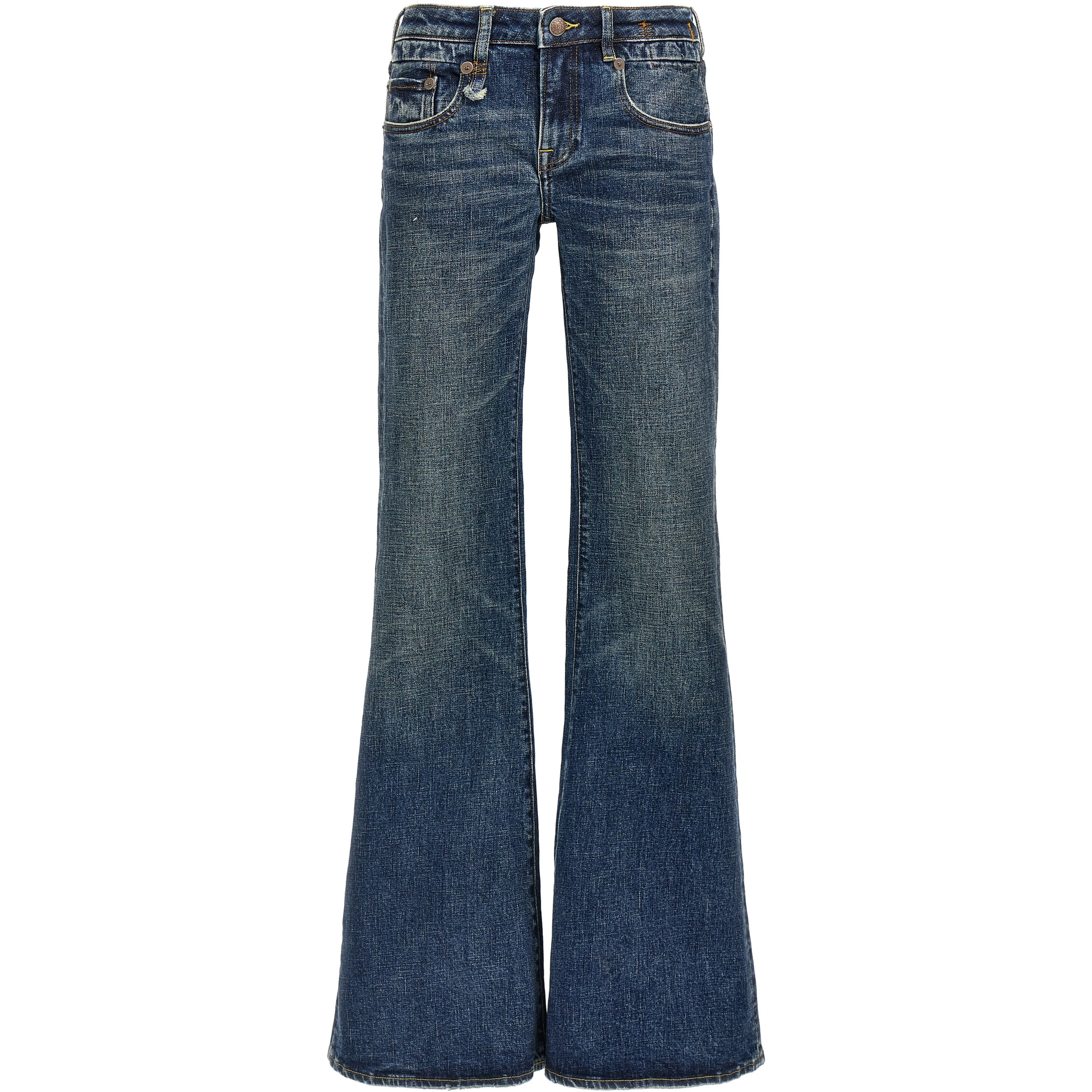 Blue Cotton Flared Jeans