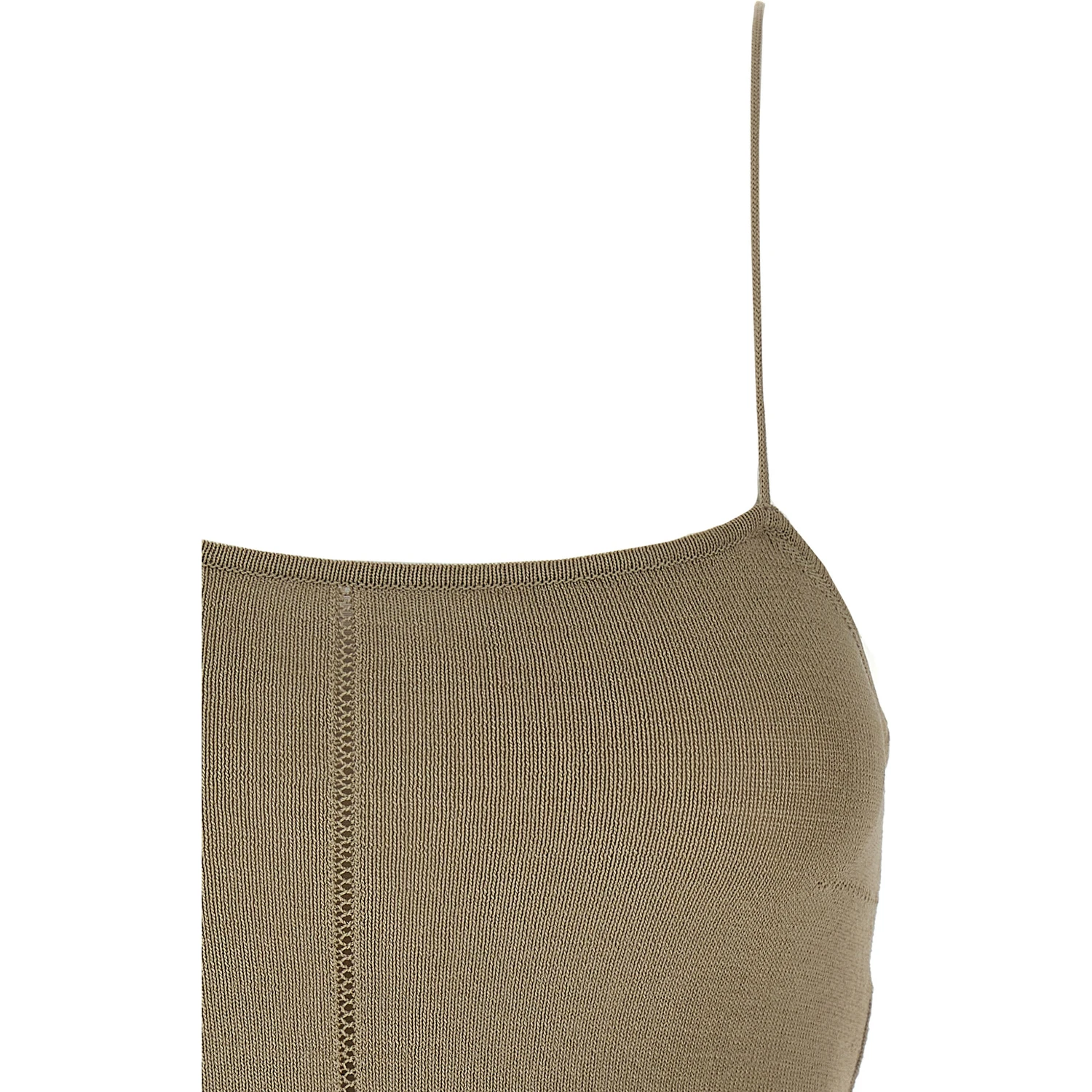 Beige Viscose Tank Tops