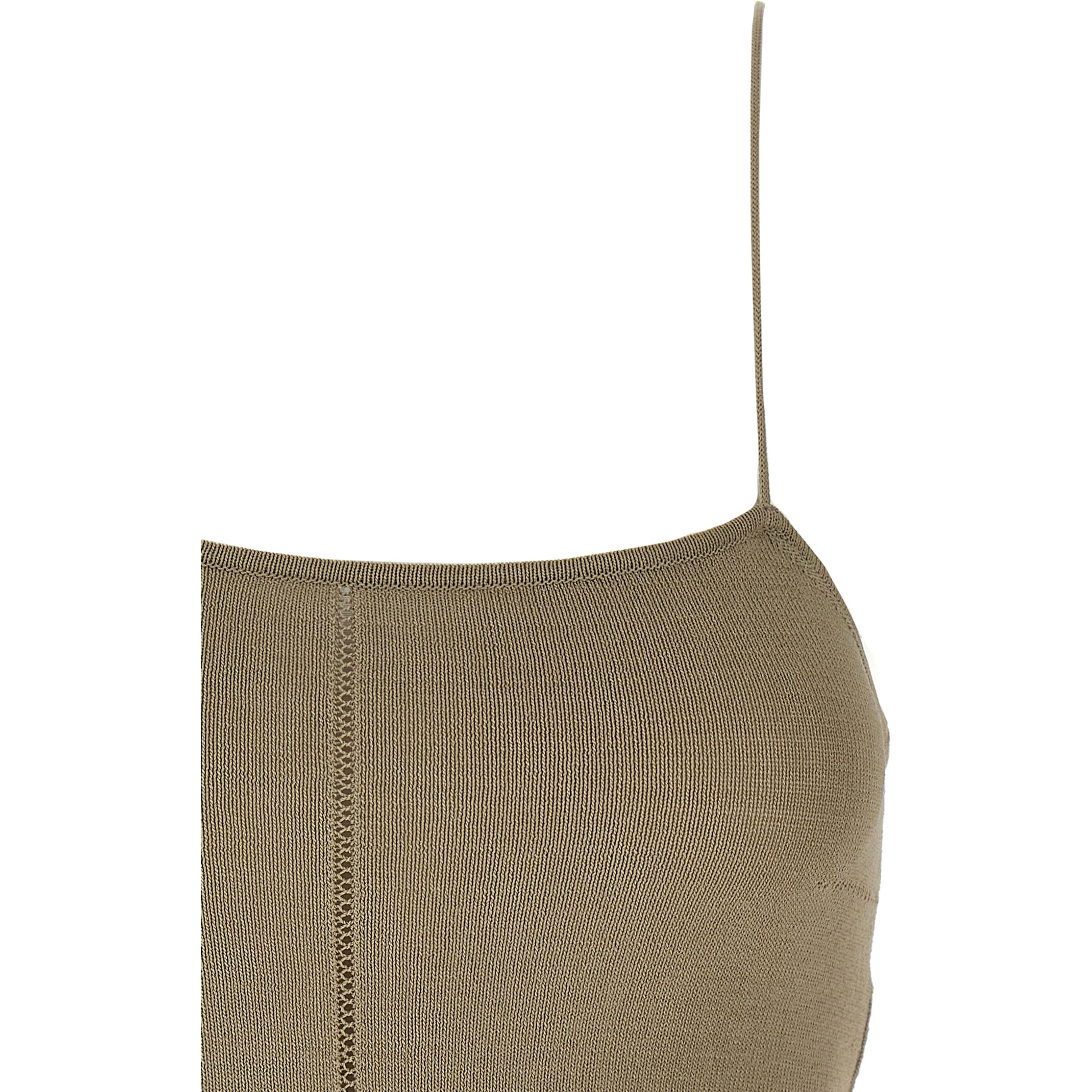 Beige Viscose Tank Tops