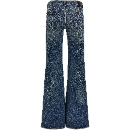 Blue Cotton Flared Jeans