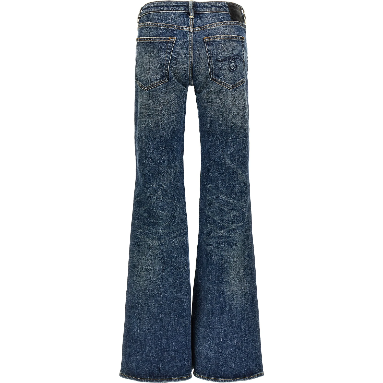 Blue Cotton Flared Jeans