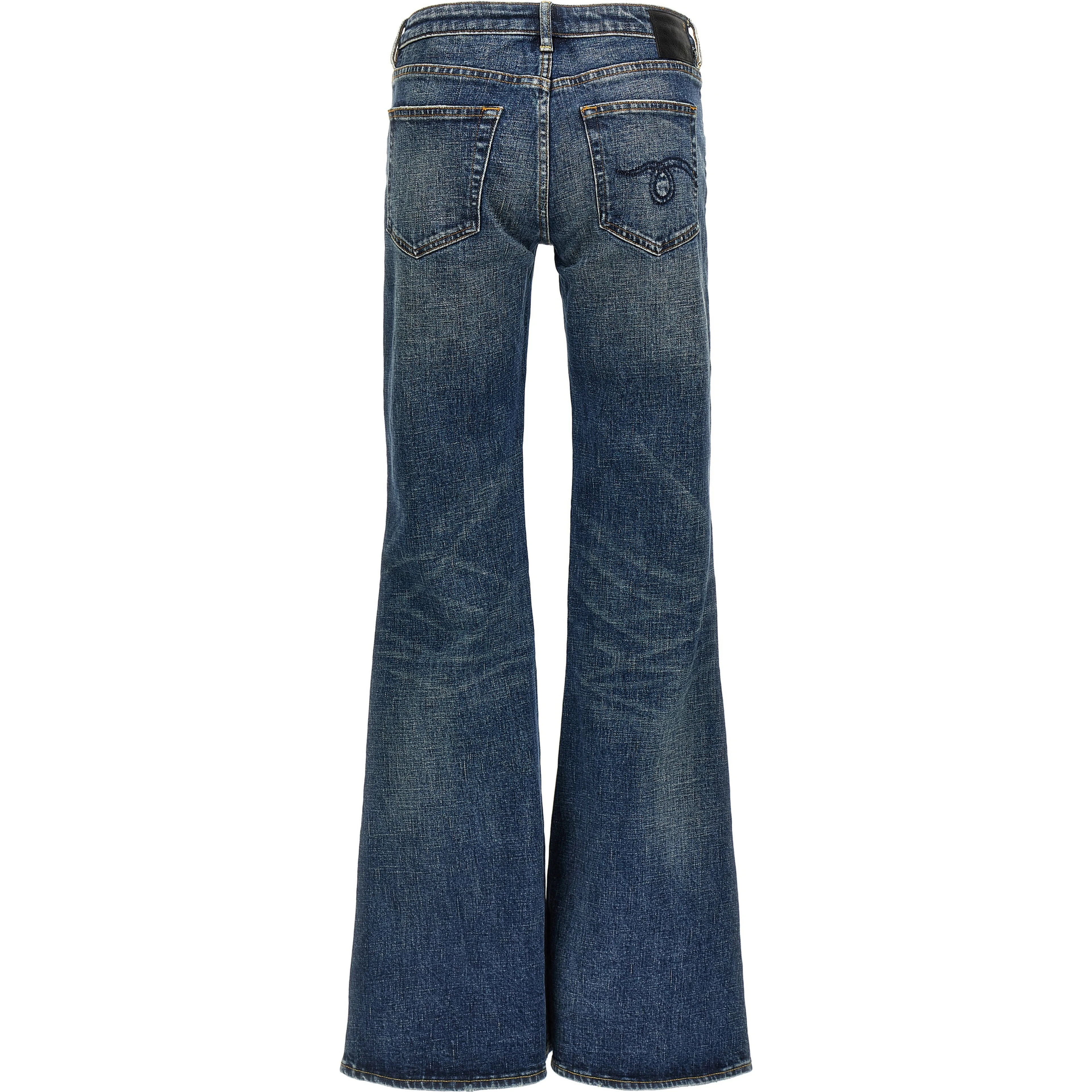 Blue Cotton Flared Jeans