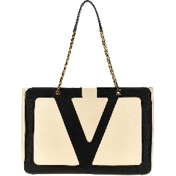 Bicolor Lamb Leather Tote Bag