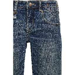 Blue Cotton Flared Jeans