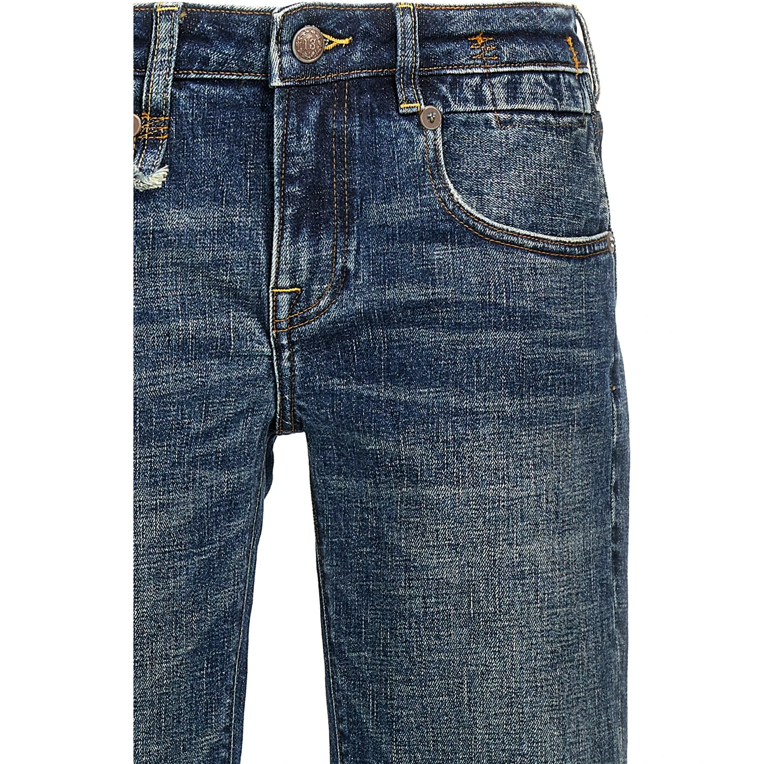 Blue Cotton Flared Jeans