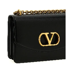 Black Calfskin Shoulder Bag