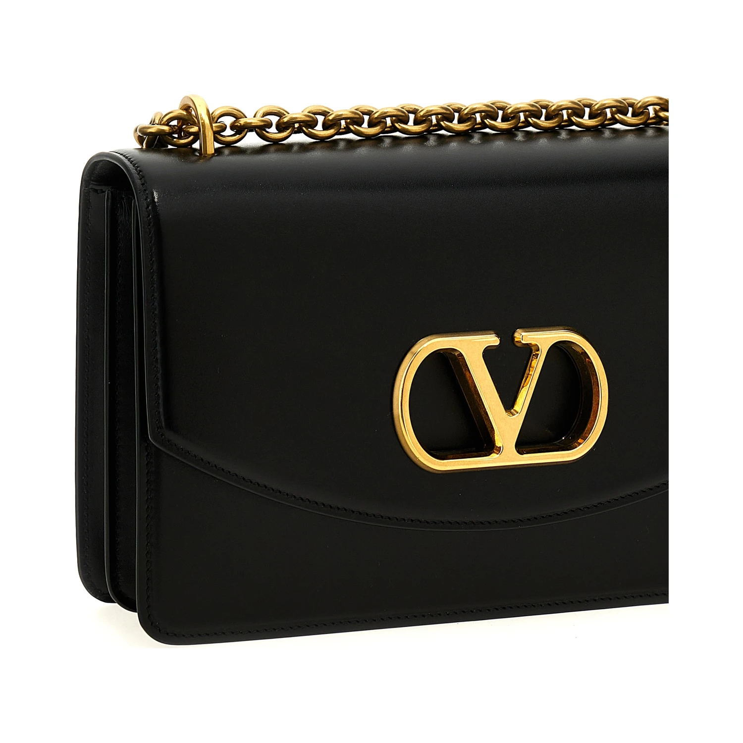 Black Calfskin Shoulder Bag