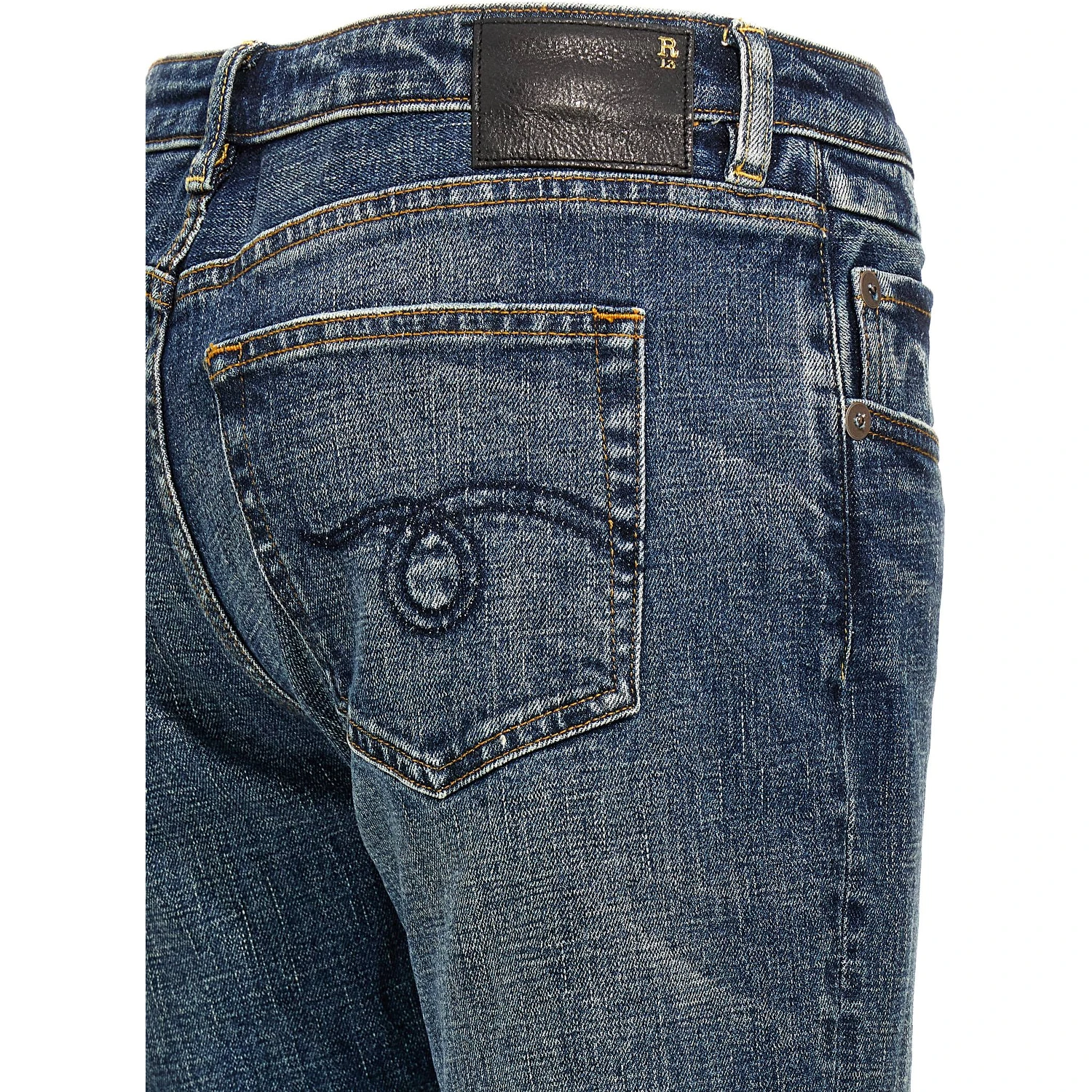 Blue Cotton Flared Jeans