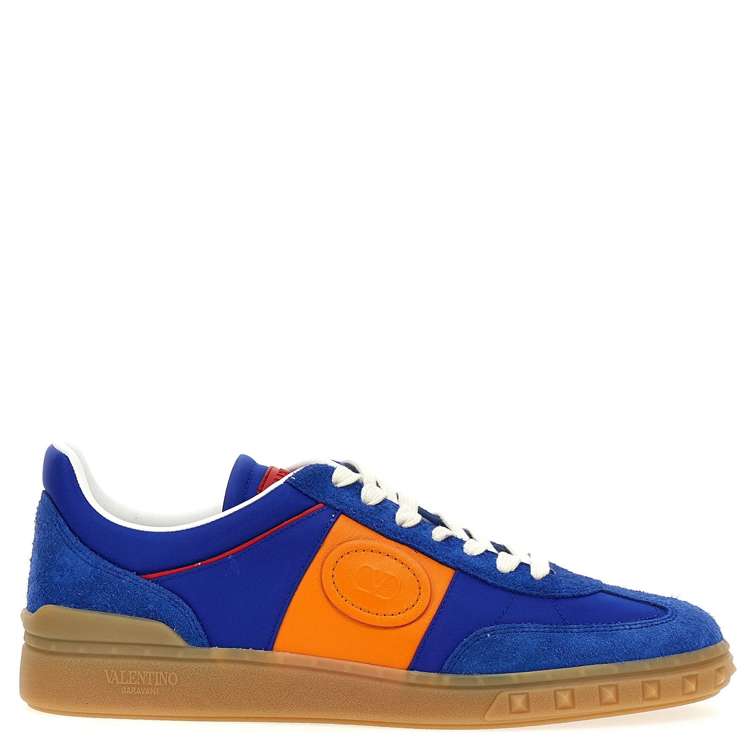 Blue Bovine Leather Low Top Sneakers