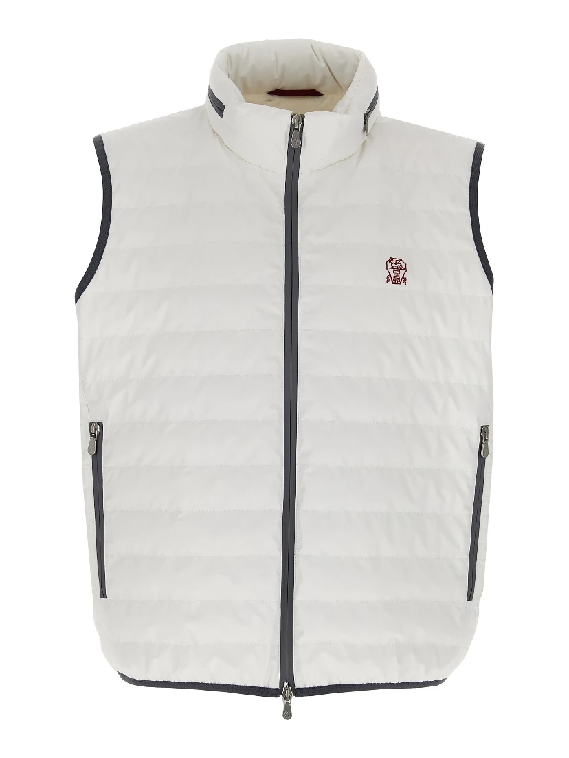 White Polyamide Sleeveless Jacket
