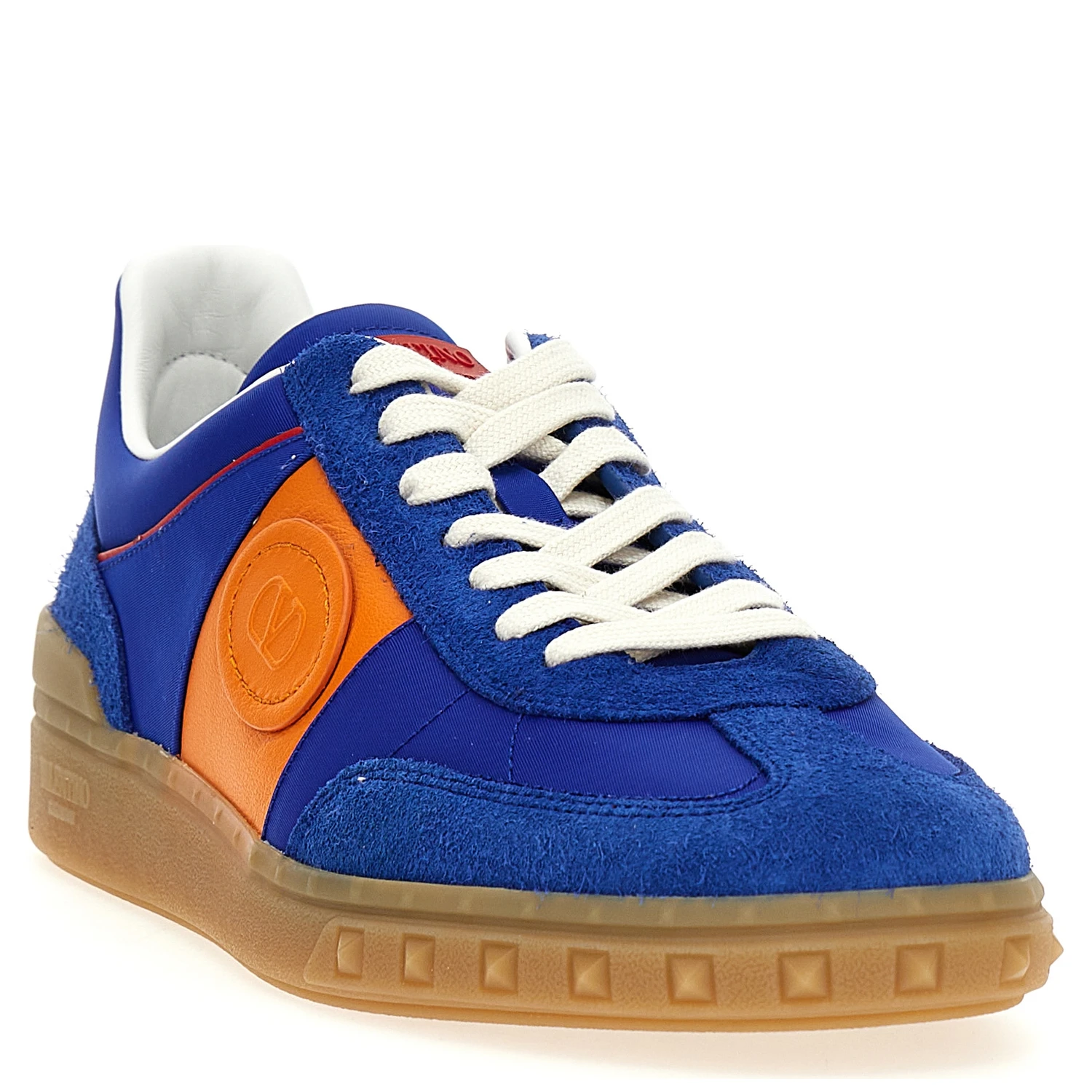 Blue Bovine Leather Low Top Sneakers