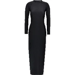 Black Nylon Midi Dress