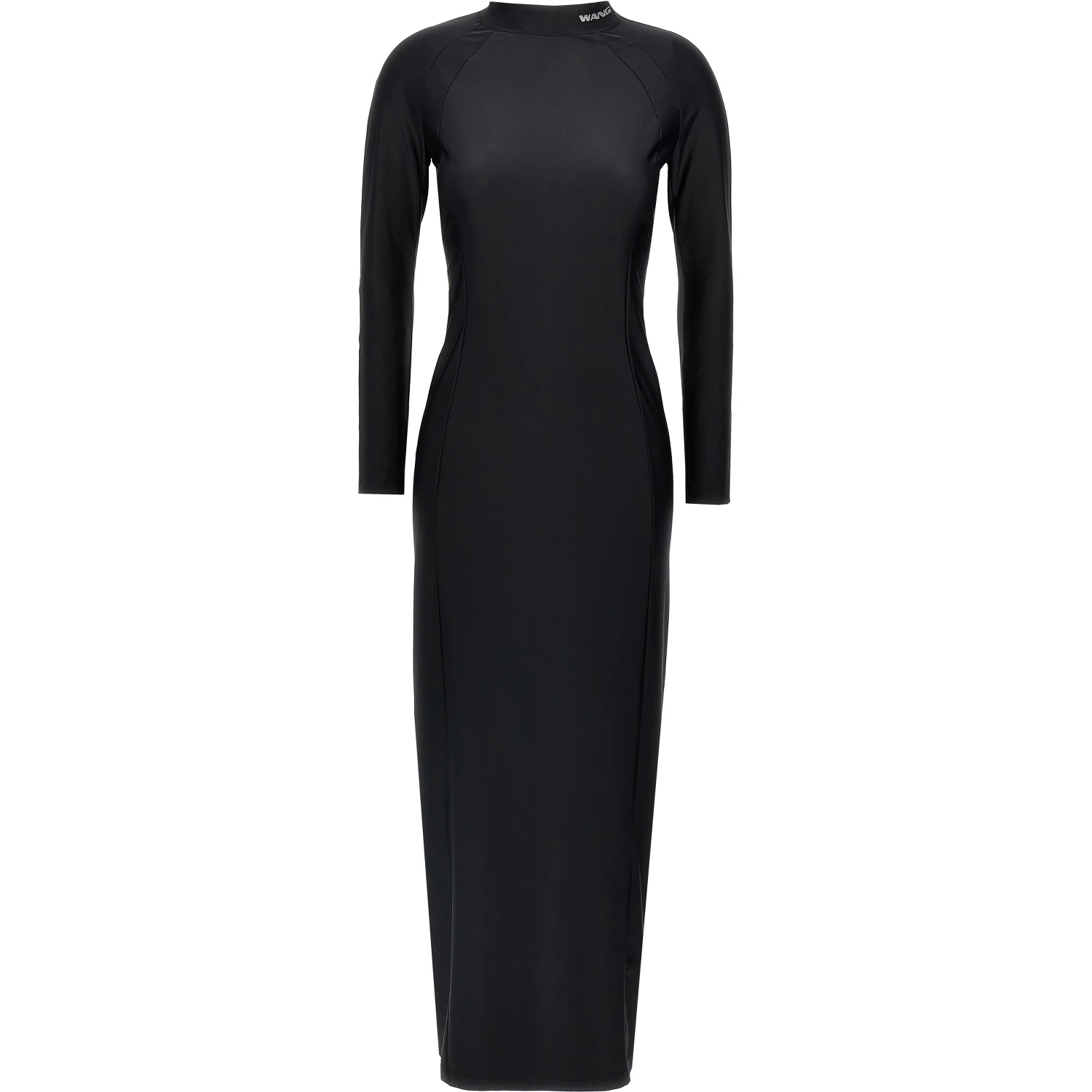 Black Nylon Midi Dress