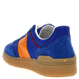 Blue Bovine Leather Low Top Sneakers