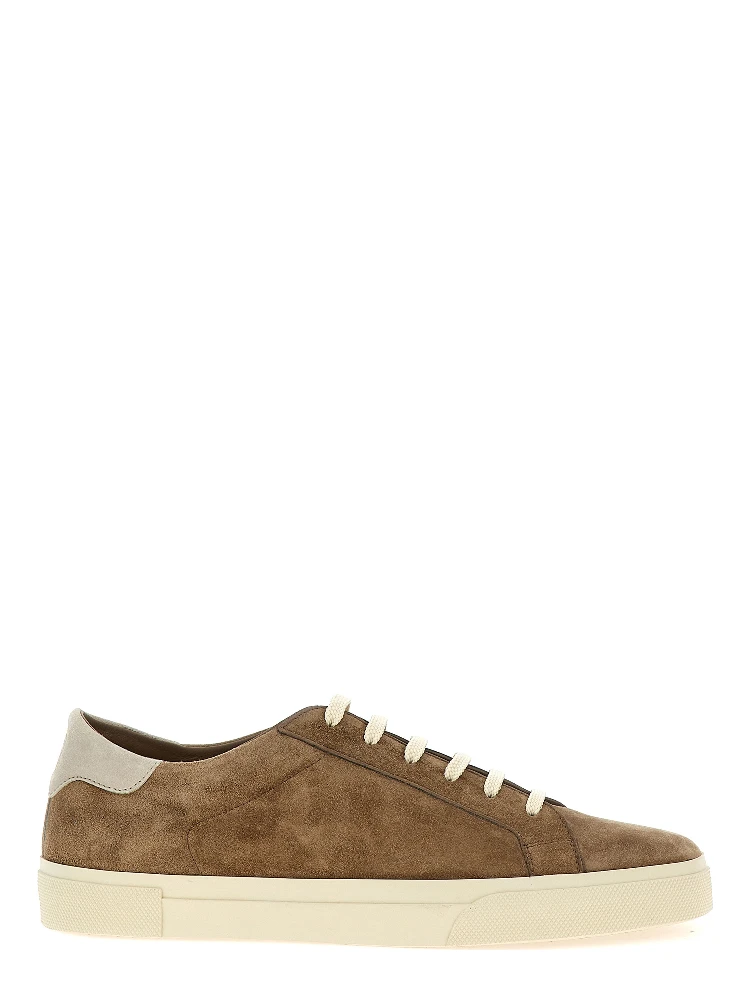 Beige Calfskin Low Top Sneakers