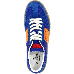 Blue Bovine Leather Low Top Sneakers