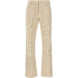 Beige Cotton Casual Pants
