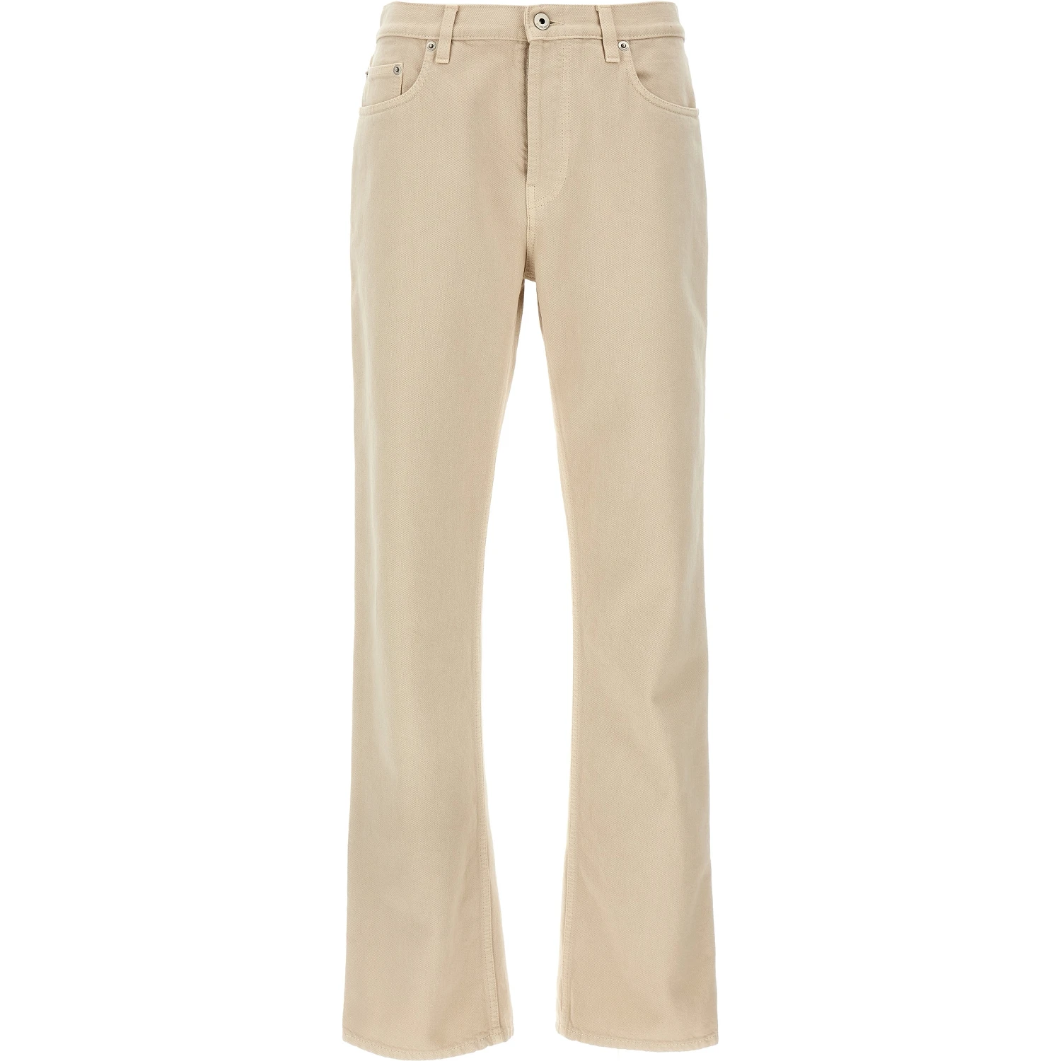 Beige Cotton Casual Pants