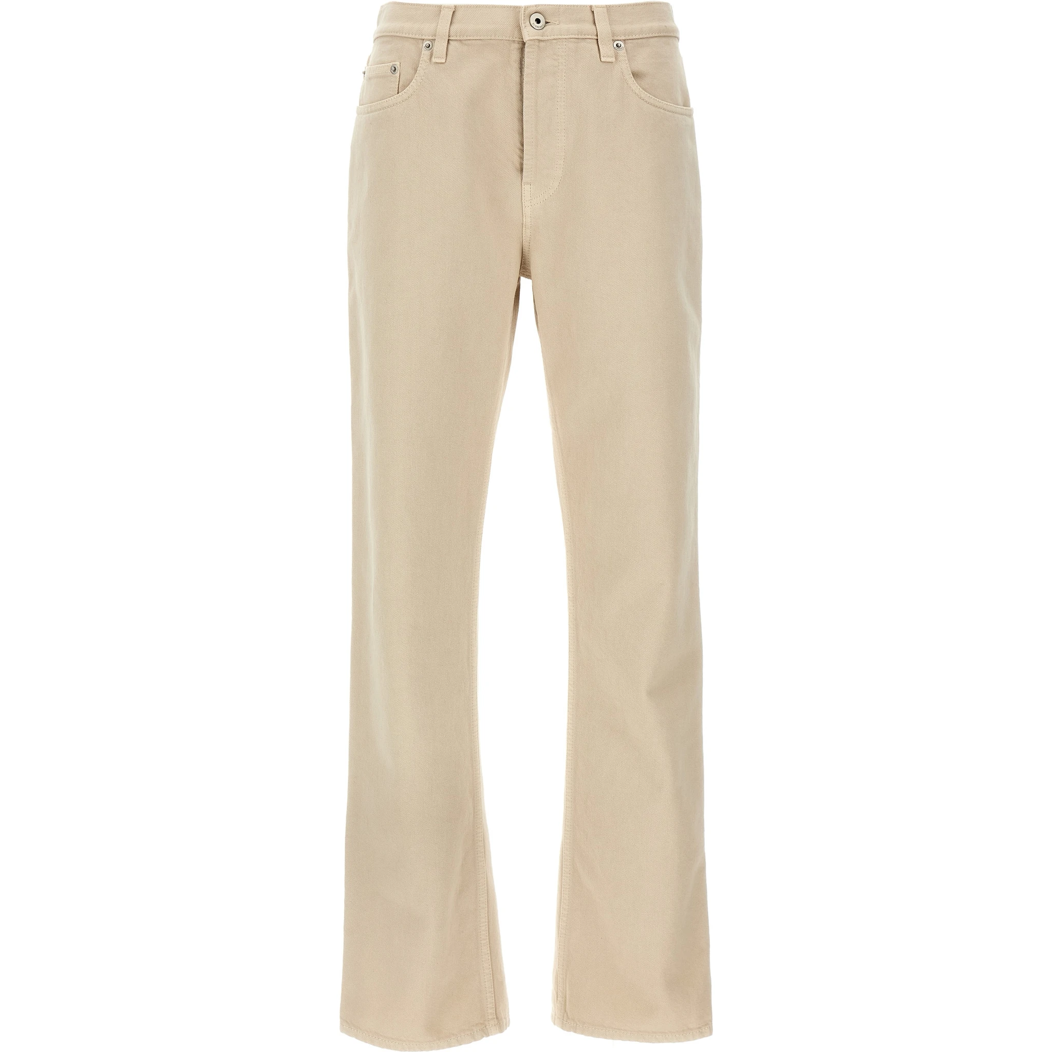 Beige Cotton Casual Pants