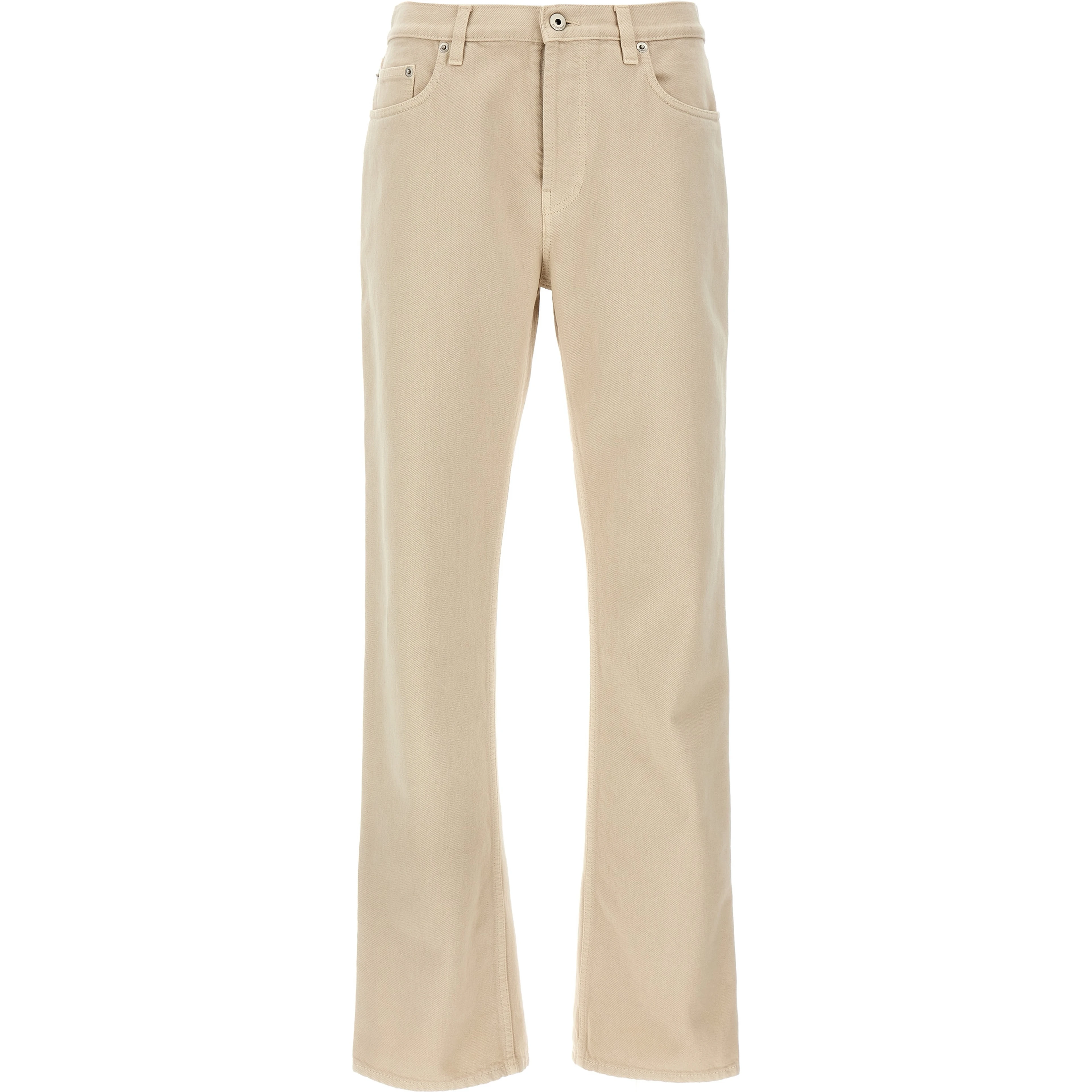Beige Cotton Casual Pants