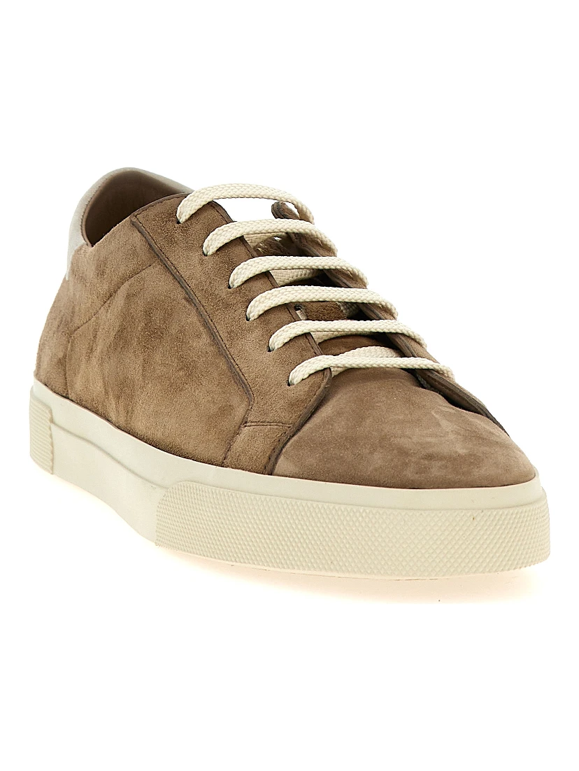 Beige Calfskin Low Top Sneakers