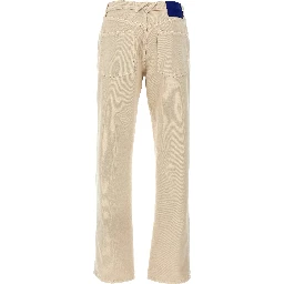 Beige Cotton Casual Pants