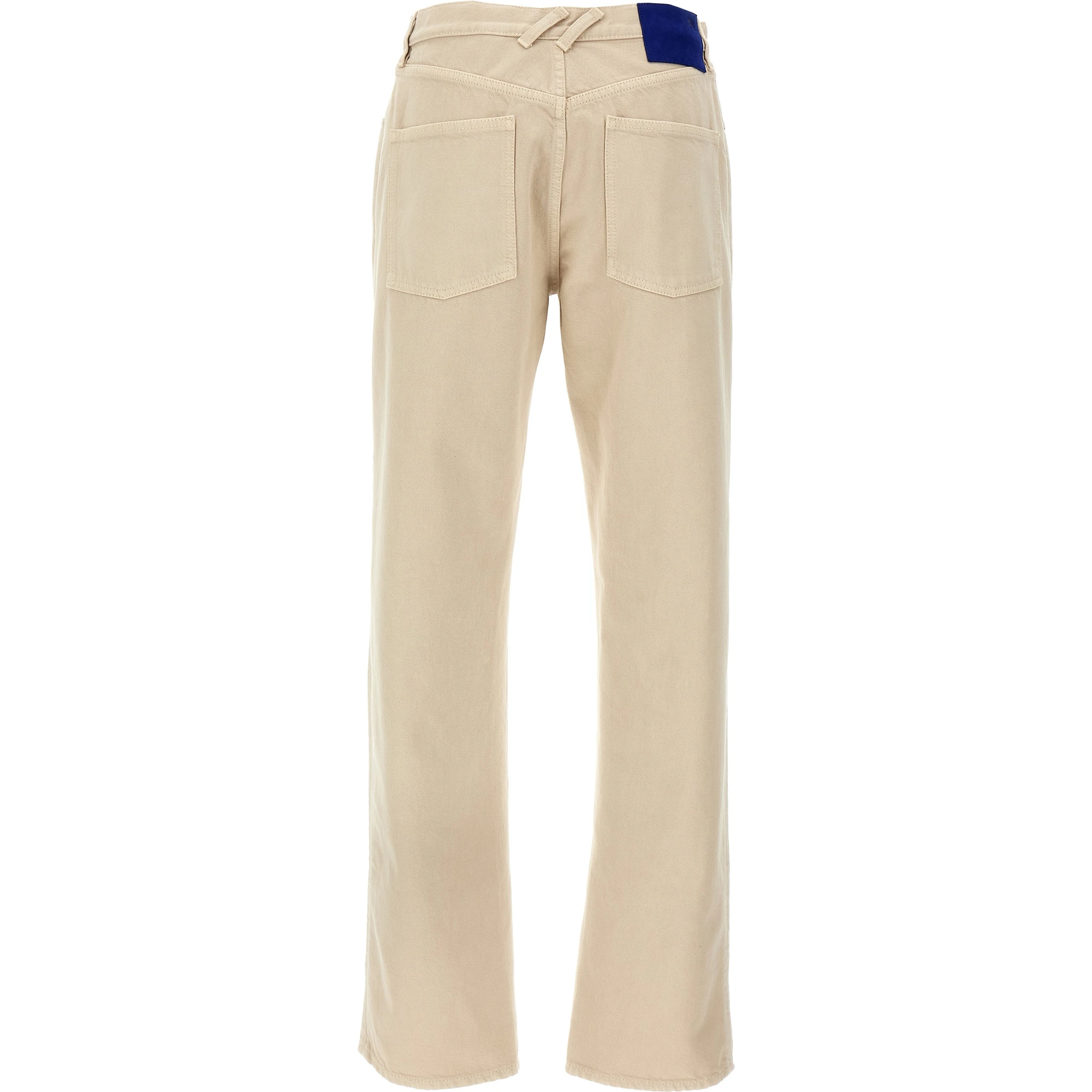 Beige Cotton Casual Pants
