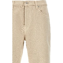 Beige Cotton Casual Pants