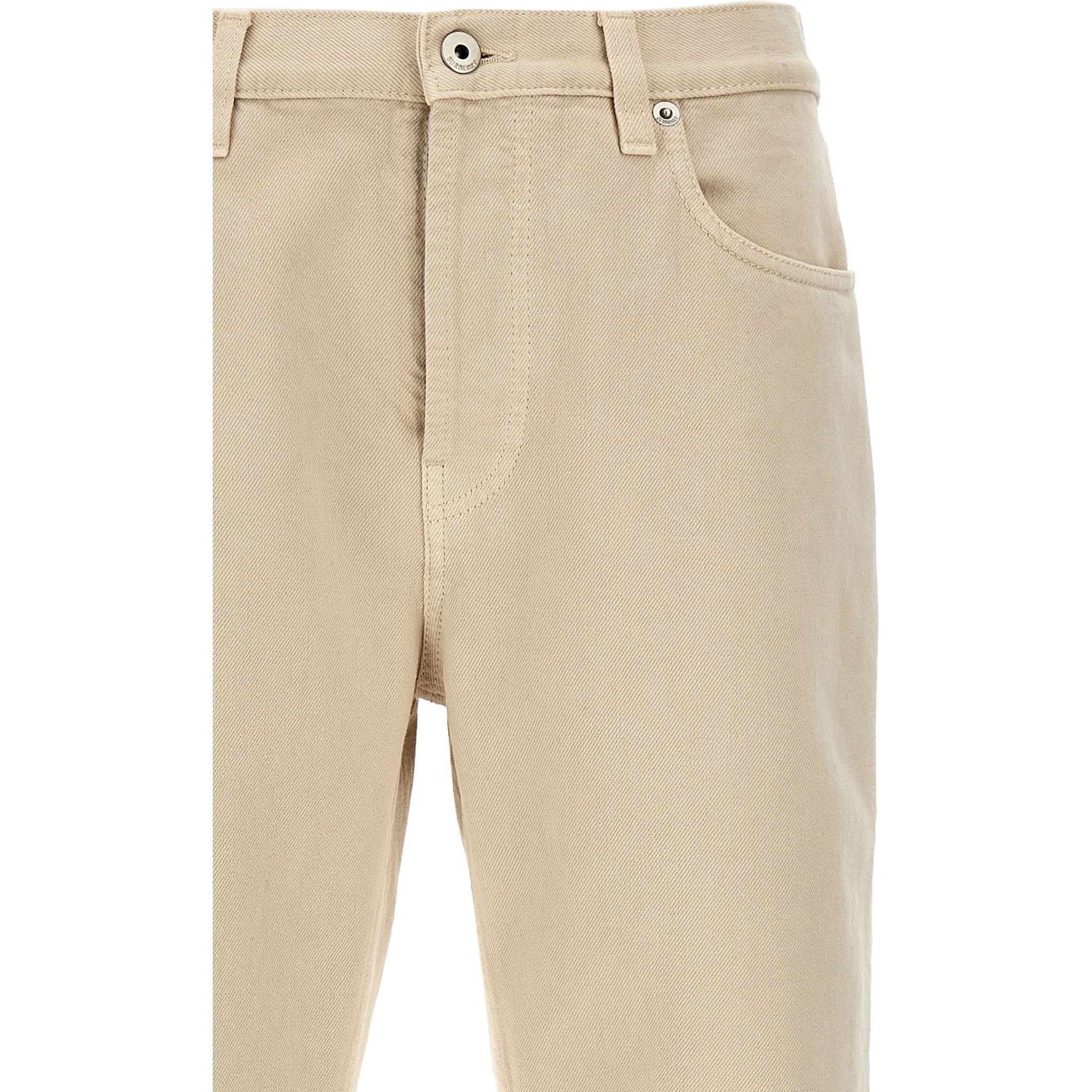 Beige Cotton Casual Pants